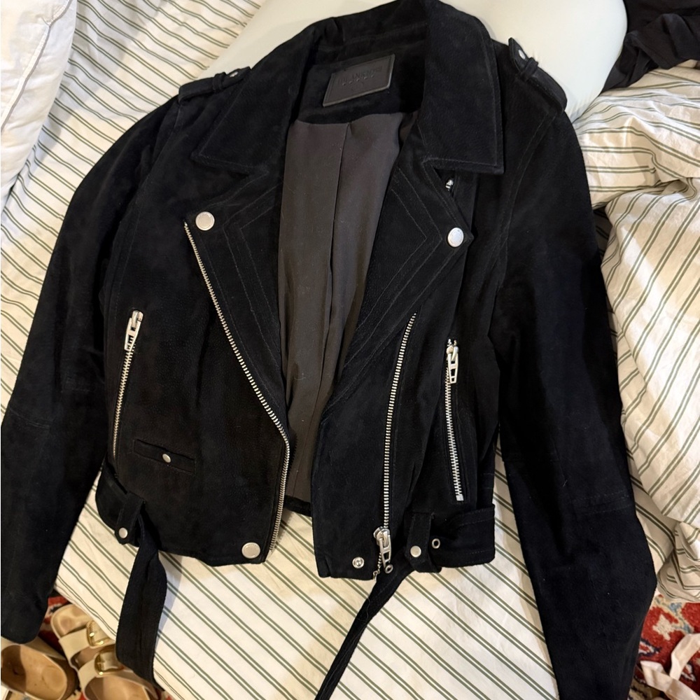 Black Suede Moto Jacket - Women's Stylish Biker Coat